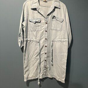 Ana Size M Demin wash Dress Front Tie Button down